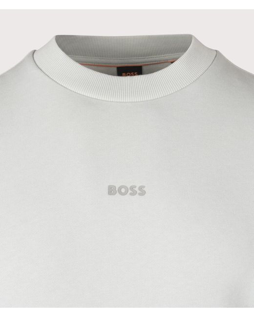 Boss Gray Relaxed Fit Wesmall Crew Sweatshirt for men