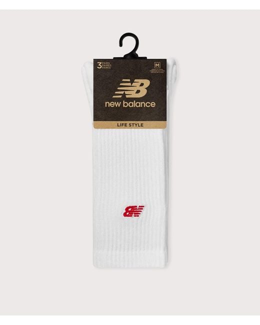 New Balance White Nb Patch Logo 3 Pack Crew Socks for men