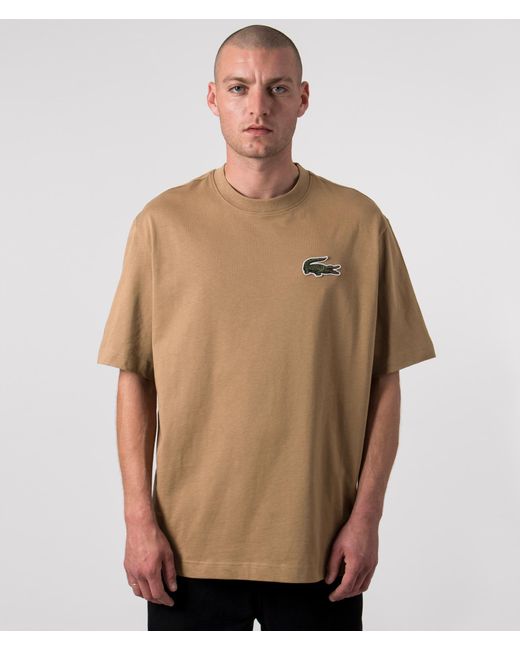 Lacoste Brown Relaxed Fit Large Crocodile T-shirt for men