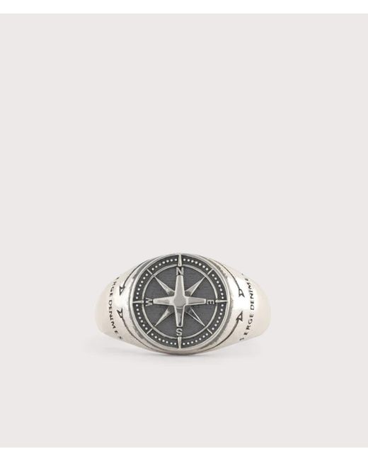 Serge Denimes White Sterling Napoleon Ring for men