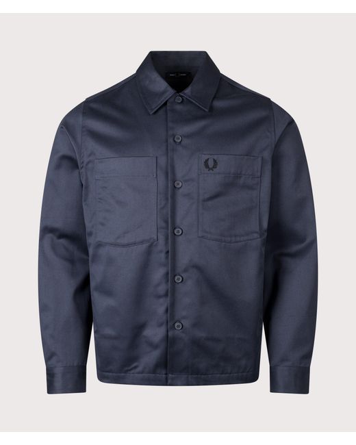 Fred Perry Blue Regular Fit Twill Overshirt for men