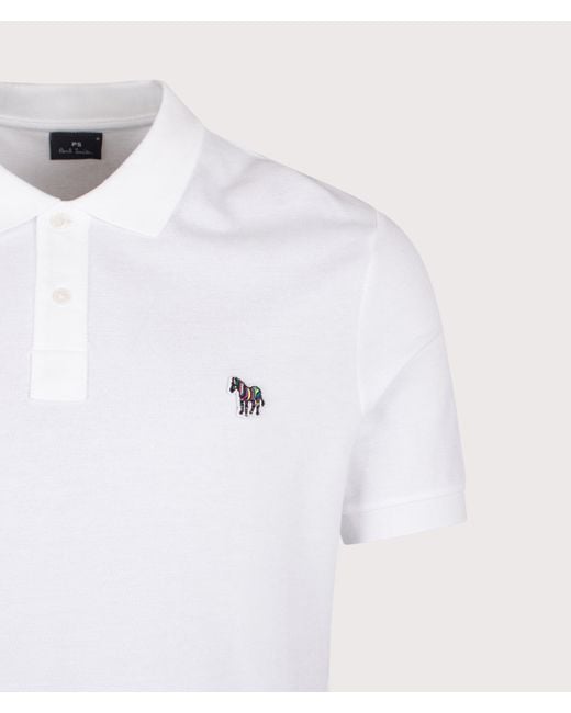 Paul Smith White Regular Fit Zebra Logo Polo Shirt for men