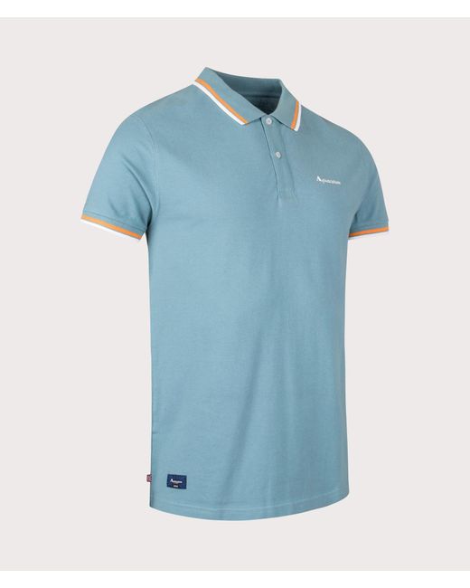 Aquascutum Blue Active Cotton Stripes Dry-fit Polo Shirt for men
