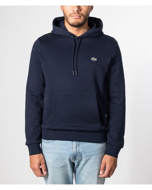 Lacoste Blue Relaxed Fit Brushed Fleece Hoodie for men