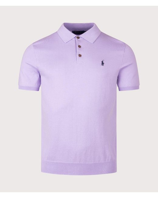 Polo Ralph Lauren Purple Regular Fit Knitted Cotton Polo Shirt for men
