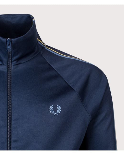 Fred Perry Blue Regular Fit Tramline Tape Track Jacket for men