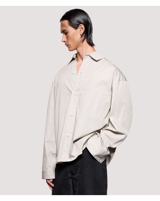 MKI Miyuki-Zoku White Box Fit Poplin Stripe Dress Shirt for men