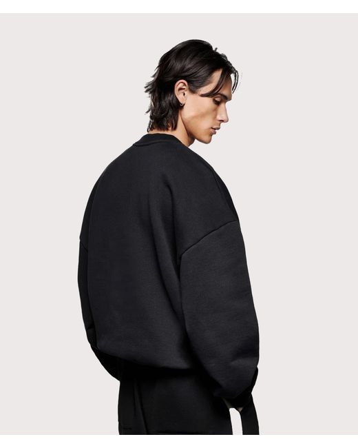 MKI Miyuki-Zoku Black Oversized Linear Crewneck Sweatshirt for men