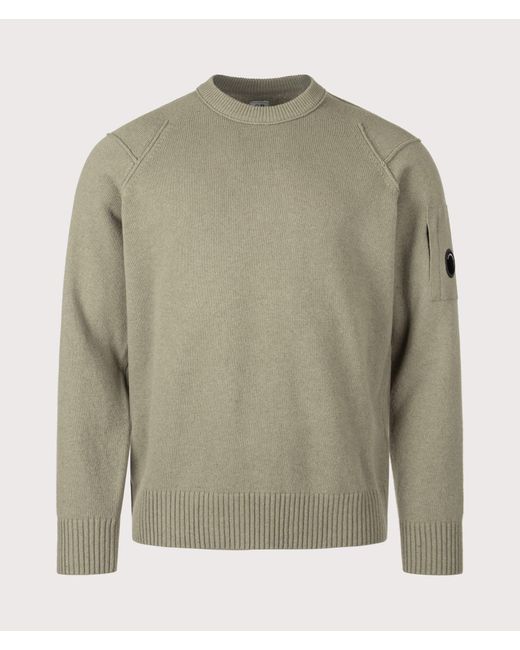 C P Company Green Lambswool Grs Crewneck Lens Jumper for men