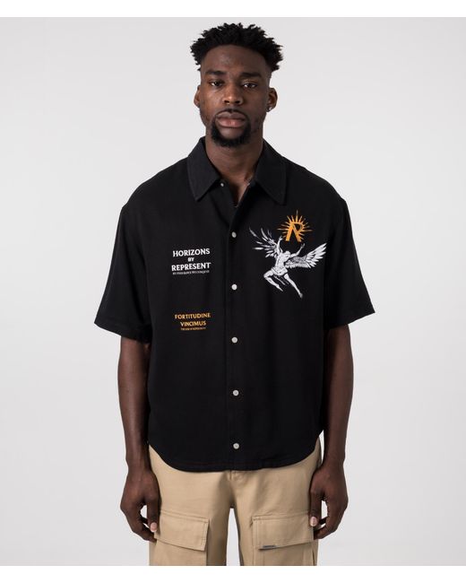 Represent Black Icarus Short Sleeve Shirt for men