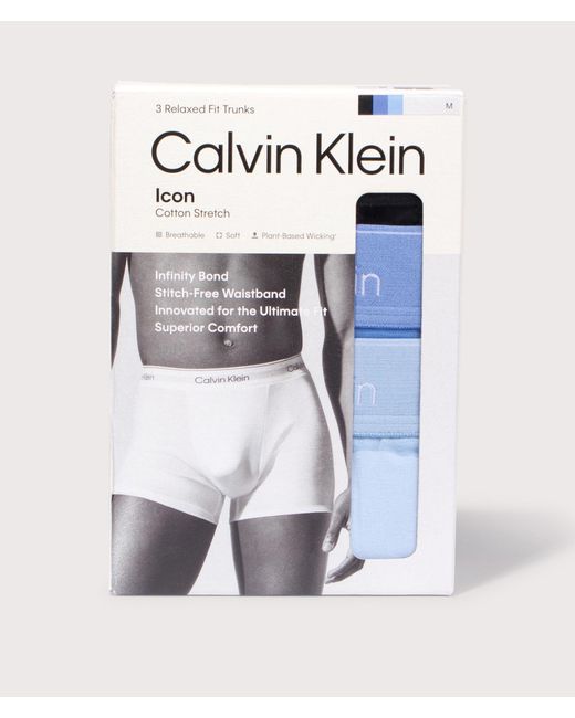 Calvin Klein Blue 3 Pack Relaxed Fit Trunks for men