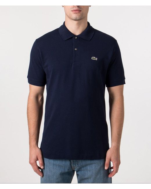 Lacoste Blue Classic Fit L1212 Croc Logo Polo Shirt for men