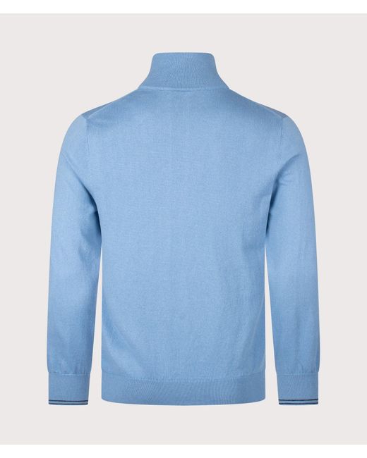 Paul Smith Blue Regular Fit Zebra Logo Quarter Zip Jumper for men