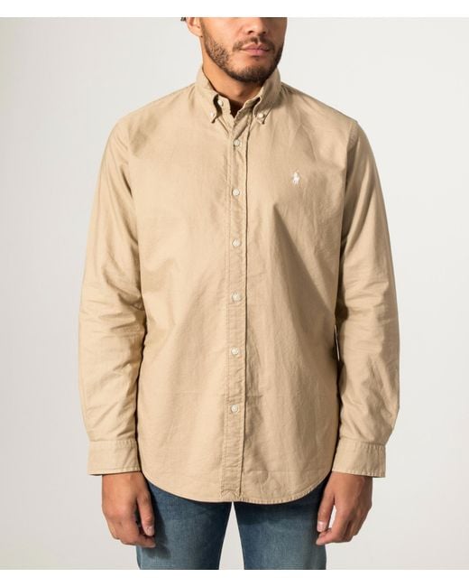 Polo Ralph Lauren Natural Custom Fit Garment-Dyed Oxford Shirt for men