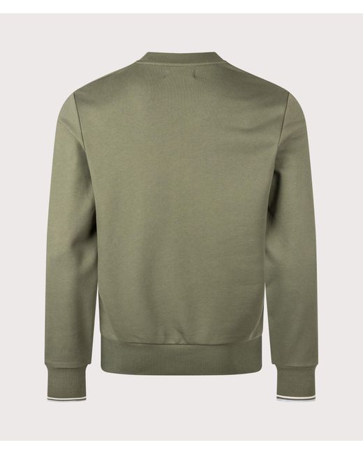Fred Perry Green Regular Fit Crew Neck Sweatshirt for men