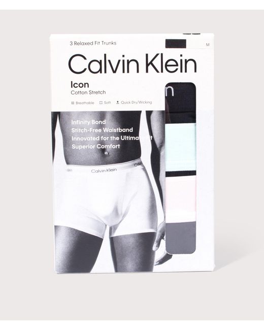 Calvin Klein Black 3 Pack Relaxed Fit Trunks for men