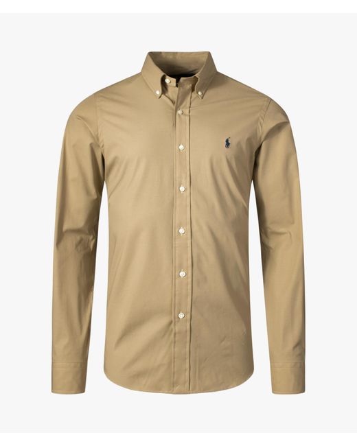 Polo Ralph Lauren Natural Custom Fit Stretch Cotton Poplin Shirt for men
