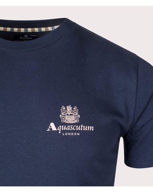 Aquascutum Blue Beach Basic Small Logo T-shirt for men