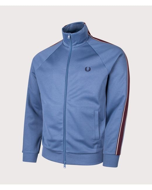 Fred Perry Blue Regular Fit Tramline Tape Track Jacket for men