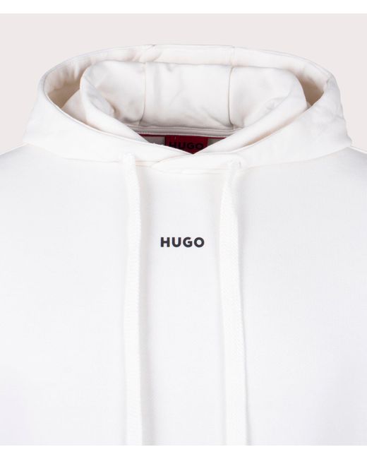 HUGO White Relaxed Fit Dapo Hoodie for men