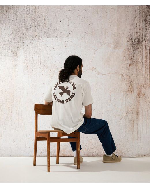 Universal Works Natural Pls Print T-Shirt for men