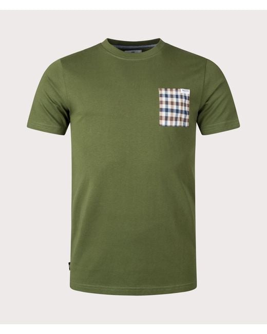 Aquascutum Green Active Club Check Pocket T-shirt for men