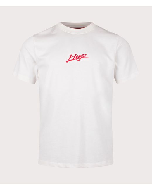 HUGO White Relaxed Fit Dlogo T-Shirt for men