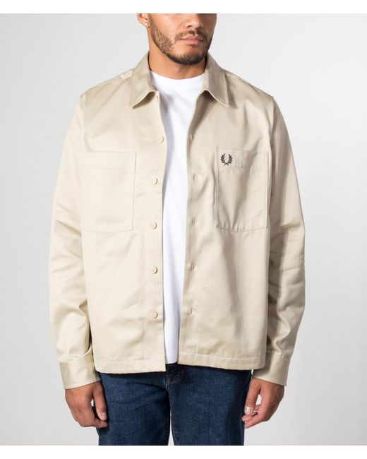 Fred Perry Natural Regular Fit Twill Overshirt for men