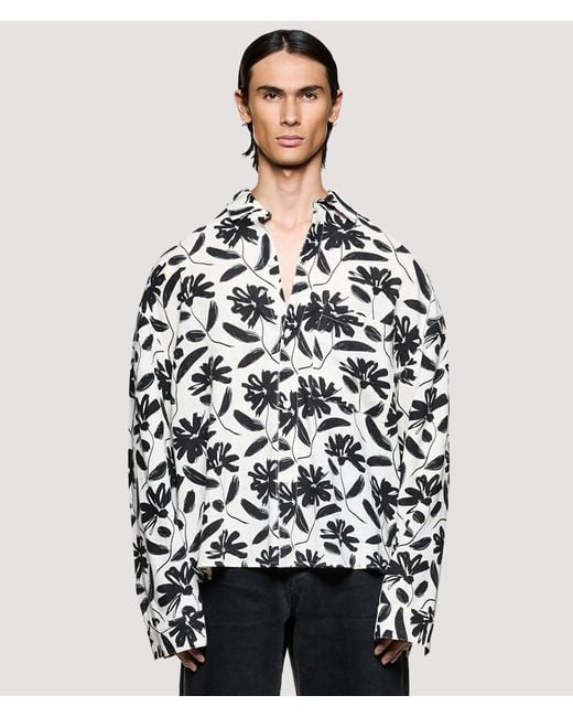 MKI Miyuki-Zoku White Box Fit Floral Linen Dress Shirt for men