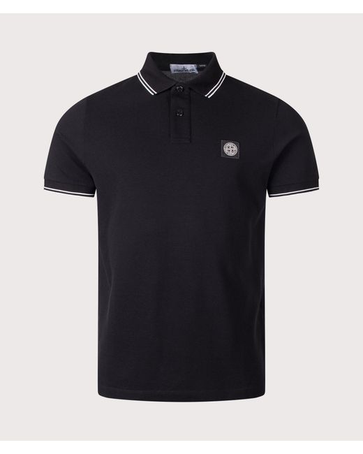 Stone Island Black Slim Fit Organic Cotton Polo Shirt for men