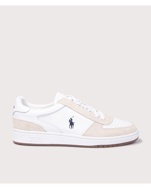 Polo Ralph Lauren White Court Leather-Suede Sneakers for men