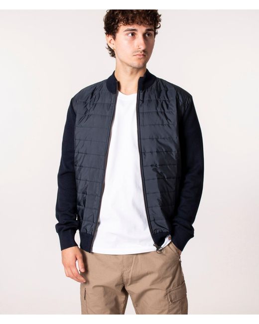 Barbour Blue Zip Through Carn Baffle Hybrid Jacket for men