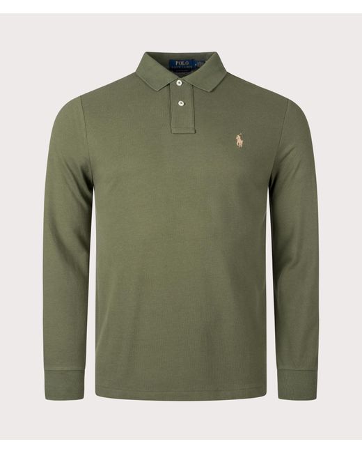 Polo Ralph Lauren Green Custom Slim Fit Long Sleeve Polo Shirt for men