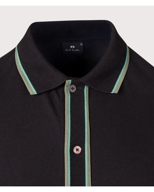 Paul Smith Black Regular Fit Button Through Polo Shirt for men