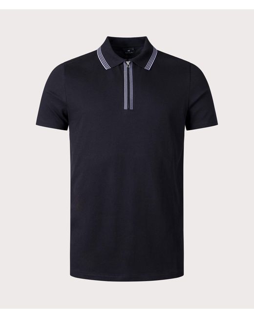 PS by Paul Smith Black Zip Neck Polo Shirt for men