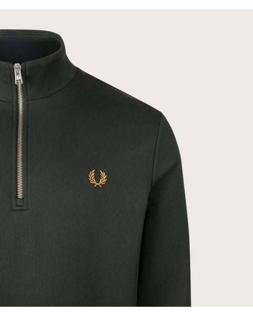 Fred Perry Green Regular Fit Quarter Zip Sweatshirt for men