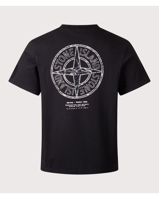 Stone Island Black Relaxed Fit 'Stone' Back Print T-Shirt for men