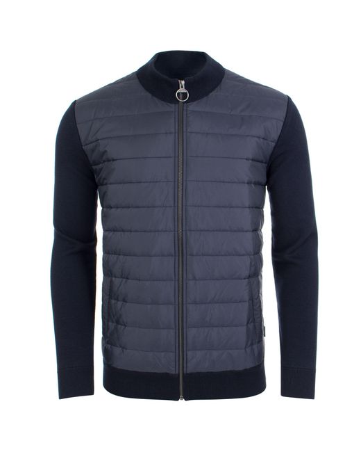 Barbour Blue Zip Through Carn Baffle Hybrid Jacket for men