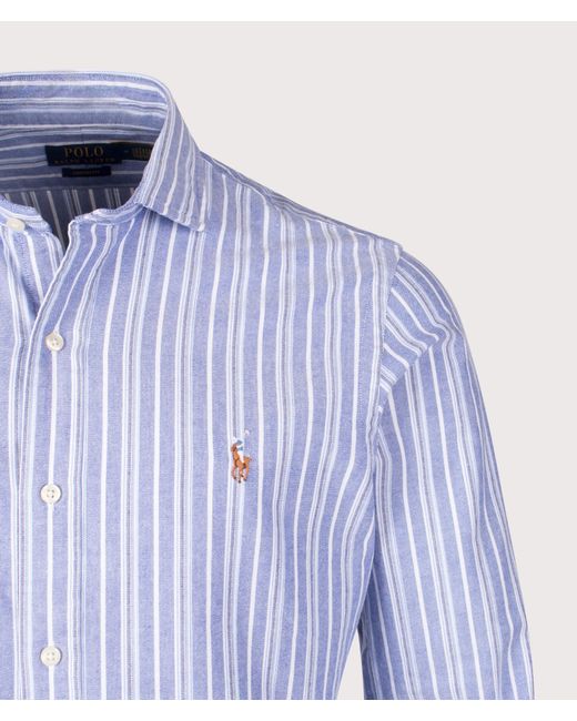 Polo Ralph Lauren Custom Slim Fit Striped Oxford Shirt in Blue for Men ...