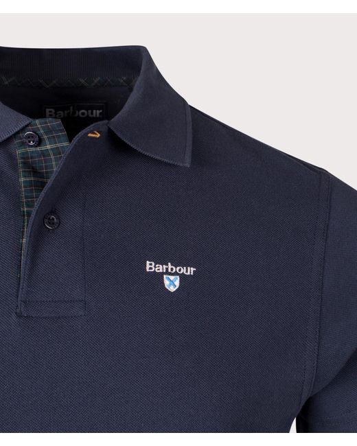 Barbour Blue Tartan Pique Polo Shirt for men