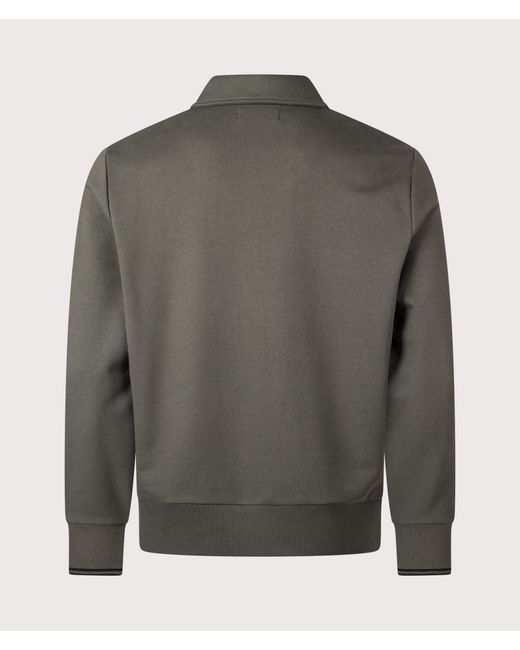 Fred Perry Gray Relaxed Fit Collared Quarter Zip Sweatshirt for men