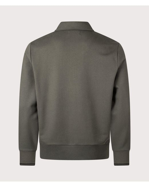 Fred Perry Gray Quarter Zip Collared Sweatshirt for men