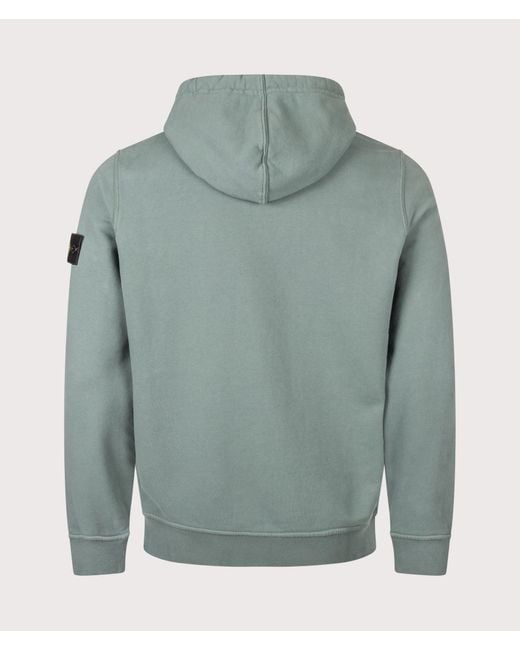 Stone Island Green Brushed Organic Cotton Fleece Hoodie for men