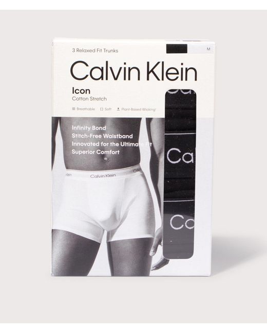 Calvin Klein Black 3 Pack Relaxed Fit Trunks for men