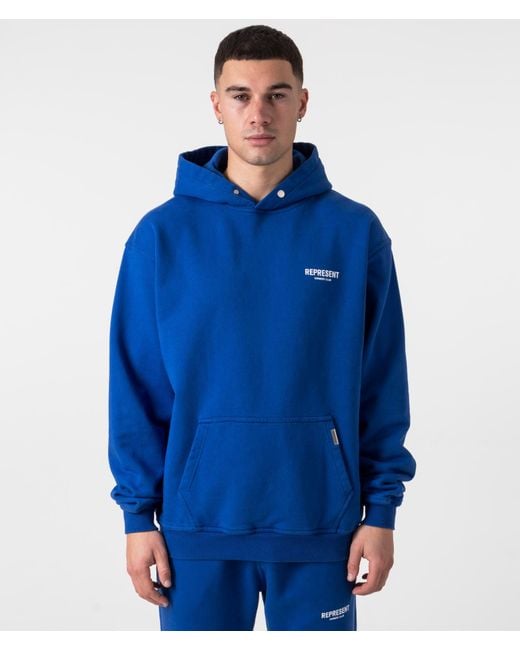 Represent Blue Oversized Fit Owners Club Hoodie for men