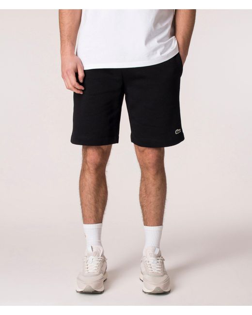 Lacoste Black Regular Fit Logo Sweat Shorts for men