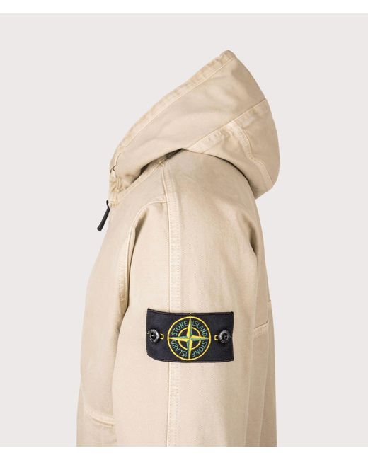 Stone Island Natural Relaxed Fit Panama 'Old' Effect Zip Through Jacket for men