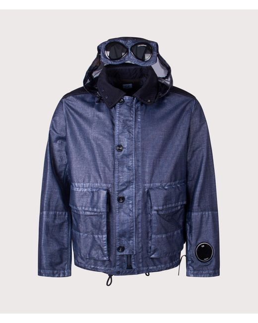 C P Company Blue Rafia Mille Goggle Jacket for men