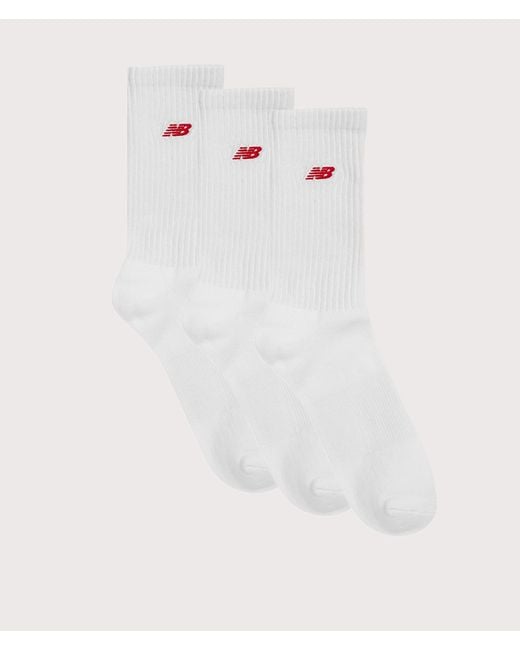 New Balance White Nb Patch Logo 3 Pack Crew Socks for men