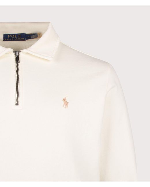 Polo Ralph Lauren White Loopback Quarter Zip Sweatshirt for men